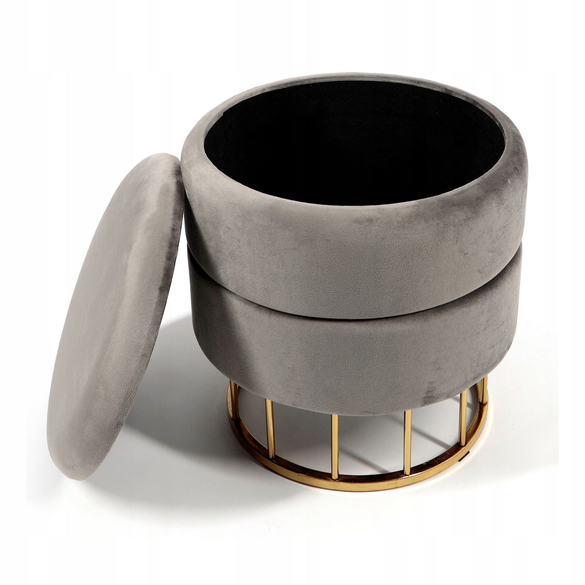 Pufa Welurowa Złota Szara Welur OTWIERANA 41cm Marka Messa Home