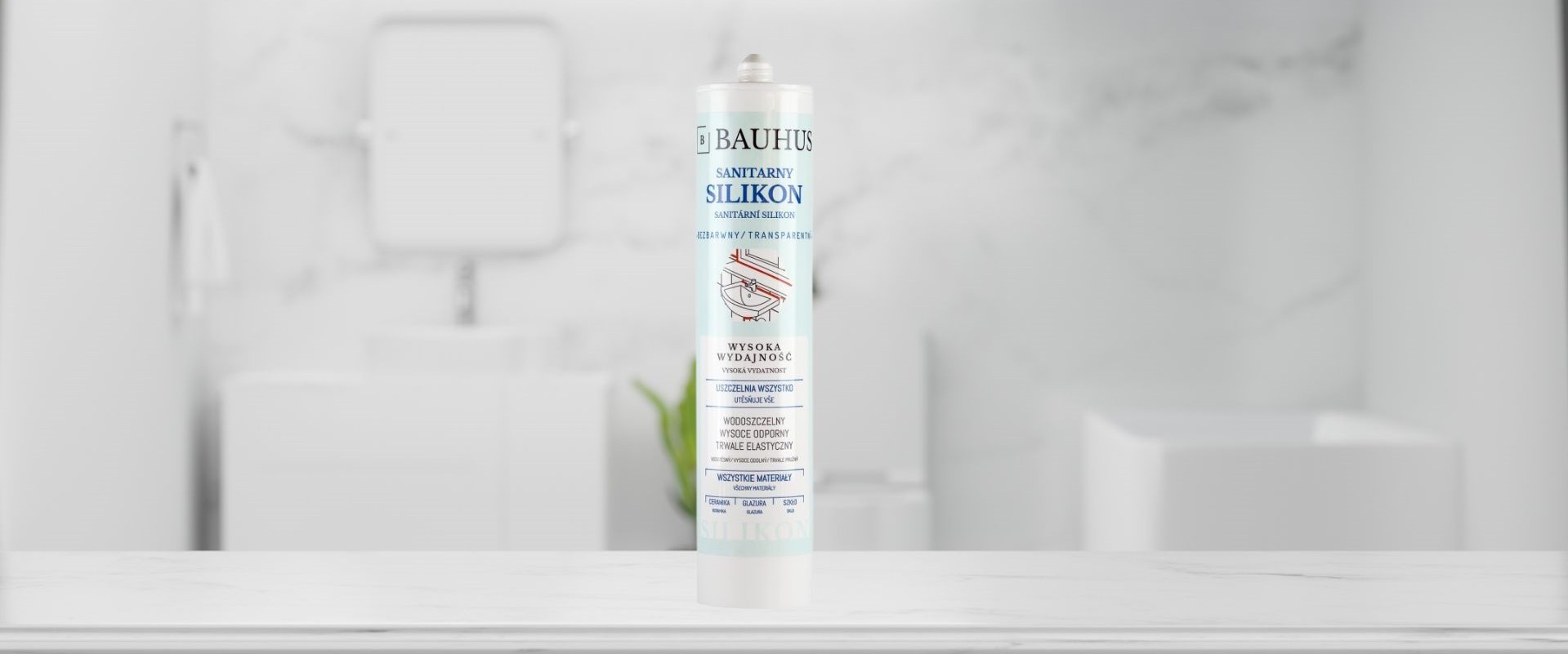 Silikon do łazienki kuchni Sanitarny BEZBARWNY Transparentny Pojemność 280 ml