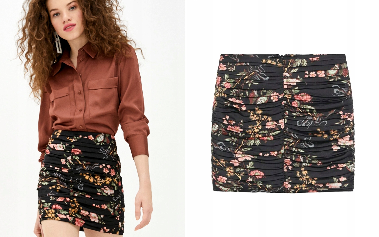 

Mango drapowana mini Spódnica z marszczeniami M/L
