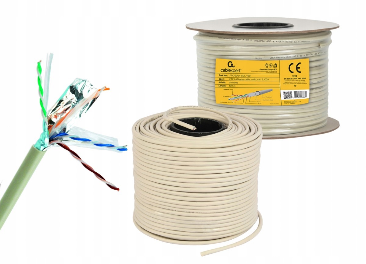 Gembird Kabel Ftp Kat 6 drut 100m szary