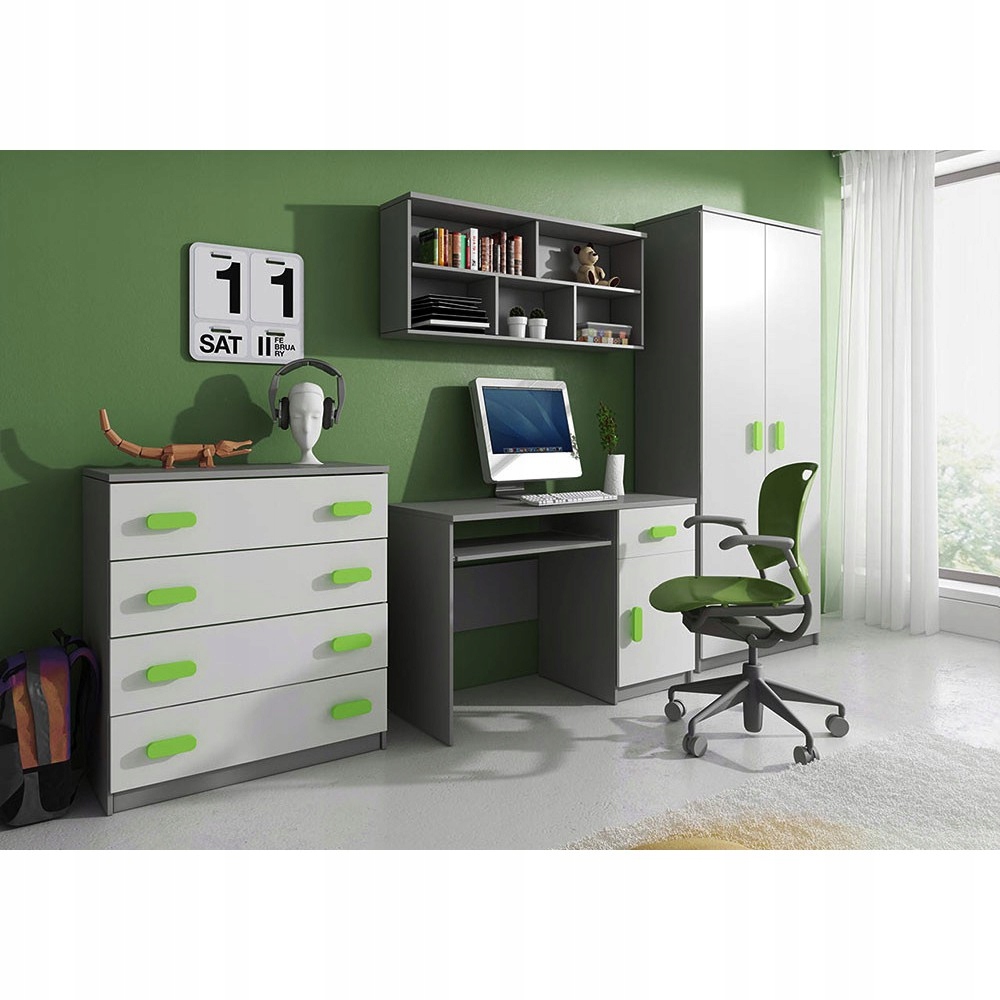 SIMBA 7 Zestaw mebli młodzieżowych / biało-szary Liczba elementów w zestawie 4