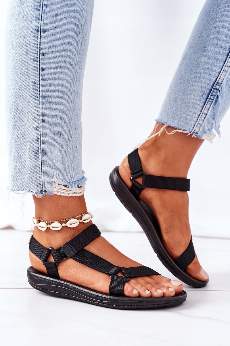 DAMSKIE LEKKIE SPORTOWE SANDAŁY NA RZEP CZARNE 38 Rodzaj obcasa platforma