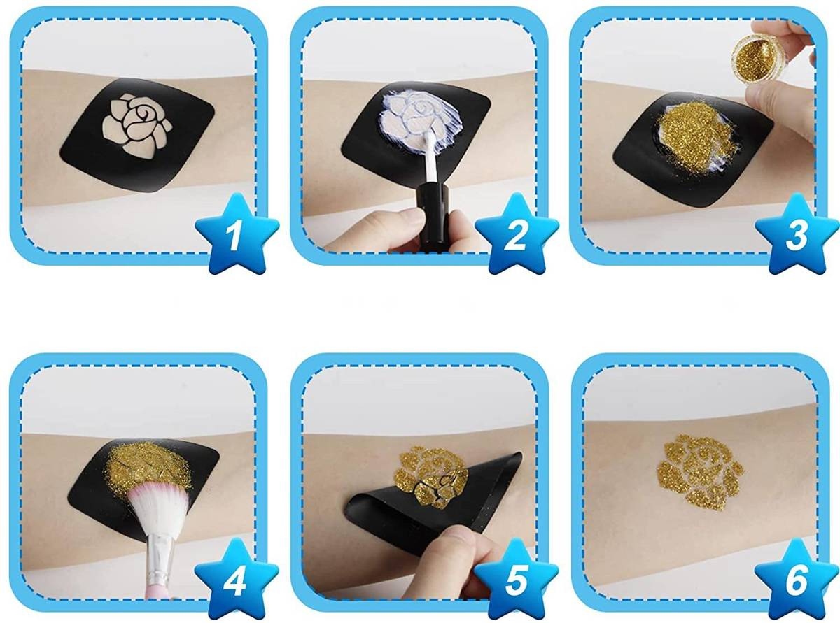 MEGA ZESTAW TATUAŻE BROKATOWE DLA DZIECI + KLEJE Marka bez marki