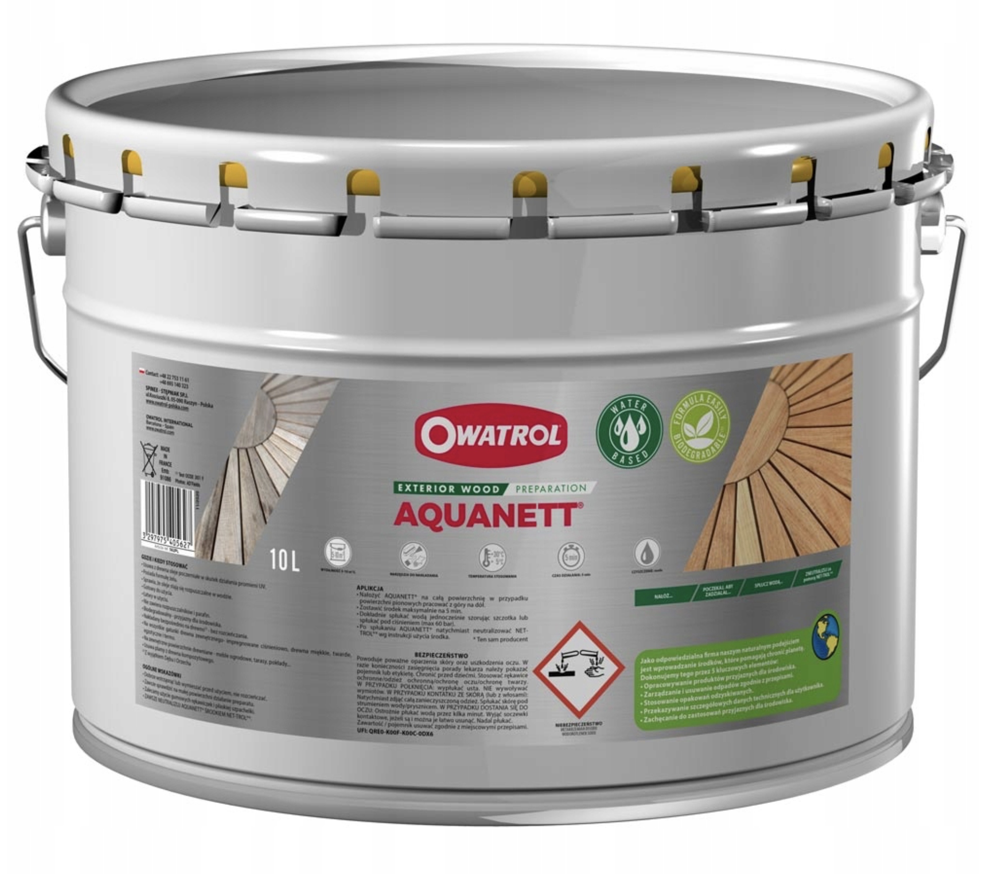 Owatrol Aquanett 10L – Prostředek na odstraňování olejů ze dřeva Biodegradovatelný