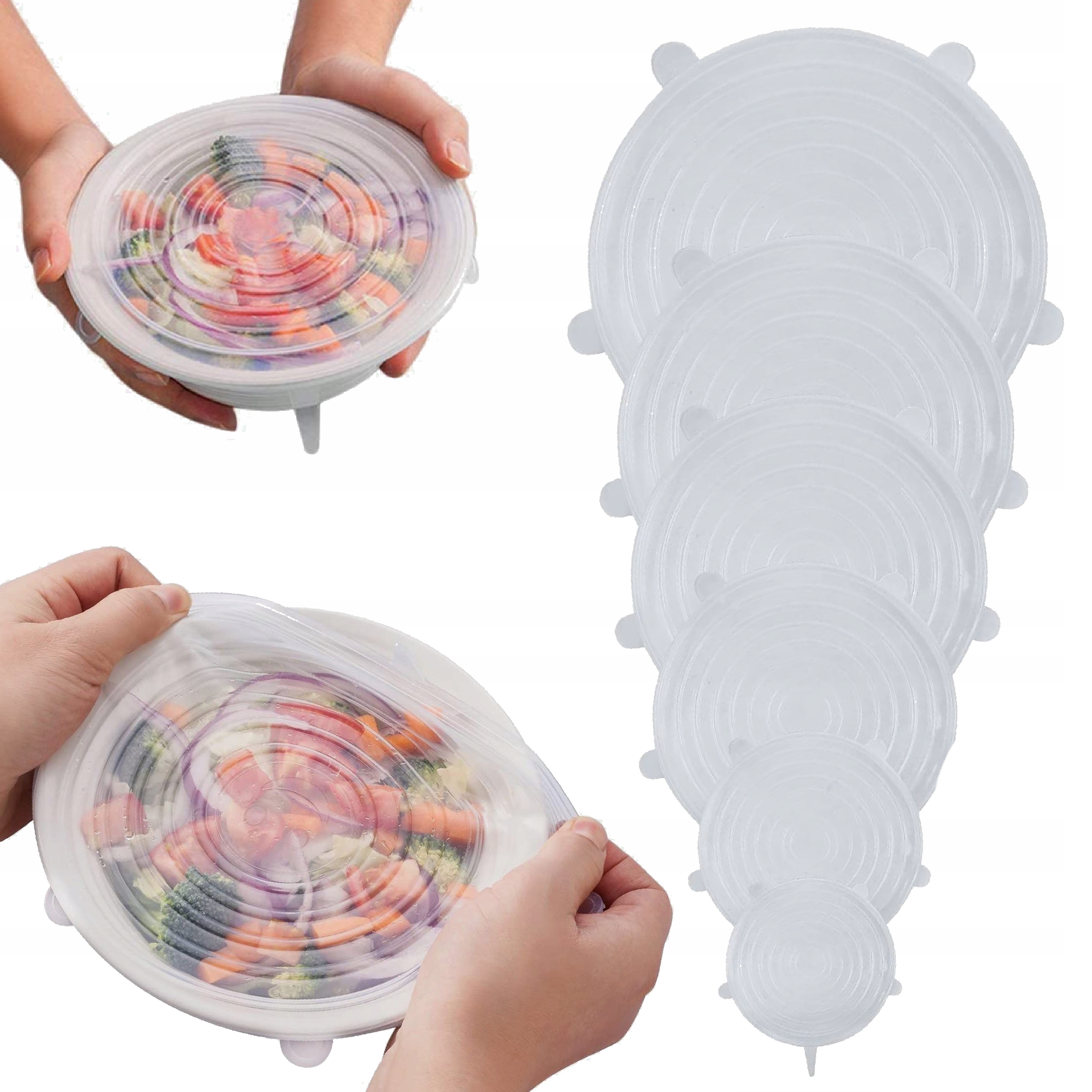 

Zestaw Pokrywek Silikonowych Uniwersalne 6SZT