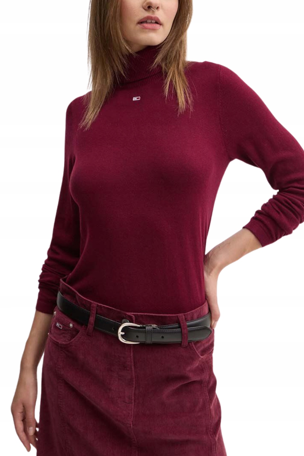 Tommy Jeans Bordový dámský rolák XL