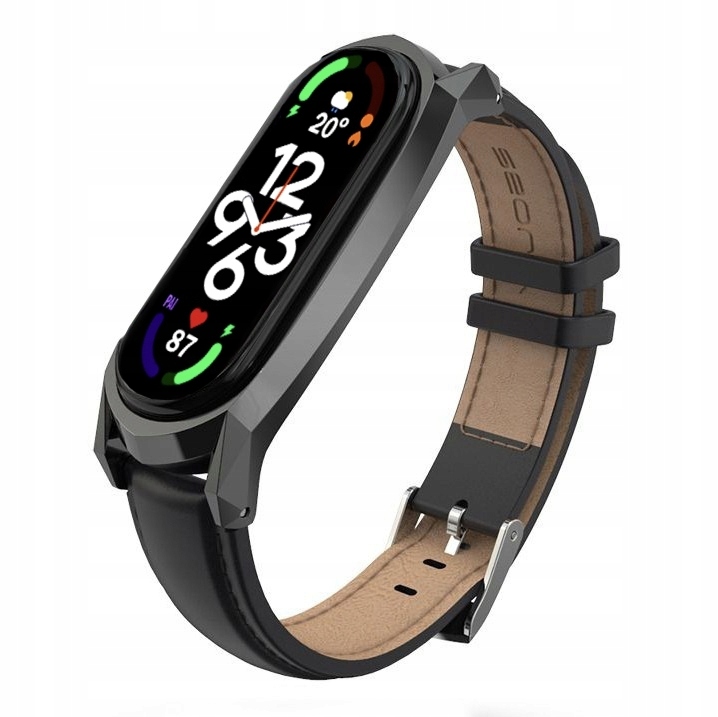 

Pasek Skórzany Leather do Xiaomi Mi Band 7, Czarny