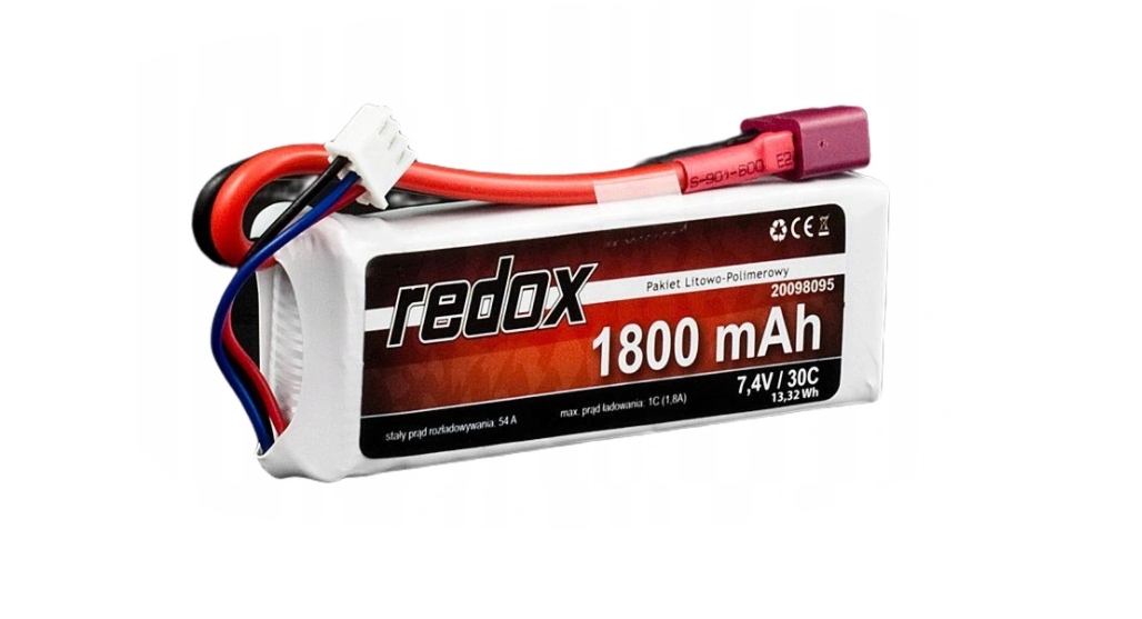 

Bateria Li-po 7,4V 2S 1800mAh 54A 30C Redox