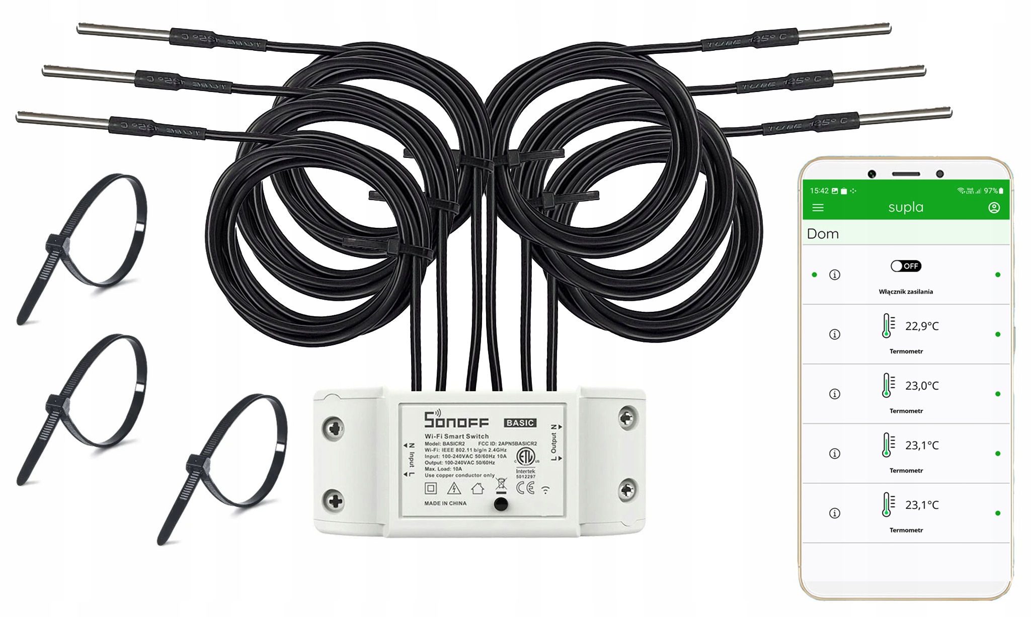 

Sonoff Wifi Czujnik Temperatury DS18B20 6x3mb Ebok