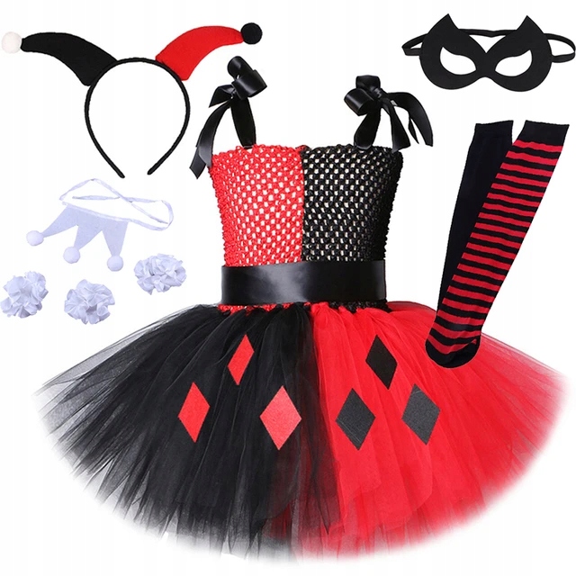 Strój Kostium Sukienka Tutu Harley Quinn Joker Red 116/122 L balovelove