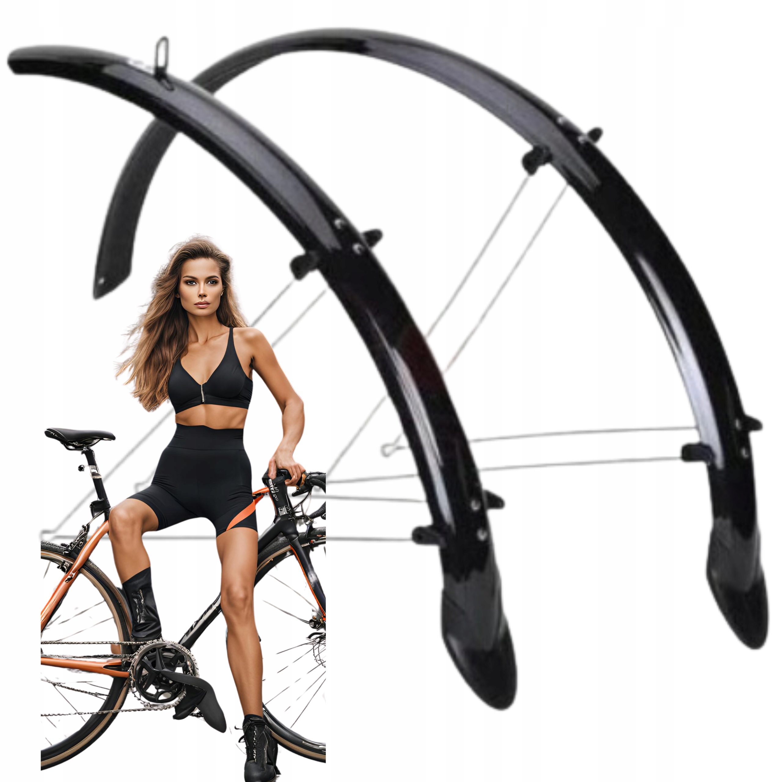 Komplet Błotników Orion 28'' Czarne szerokość 58mm z Chlapaczem