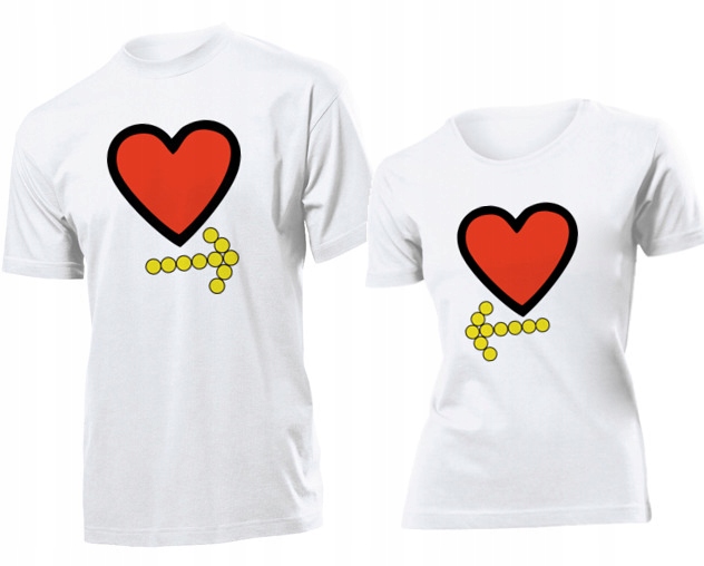 

Koszulki dla par Dwa Serca Serduszka Komplet M