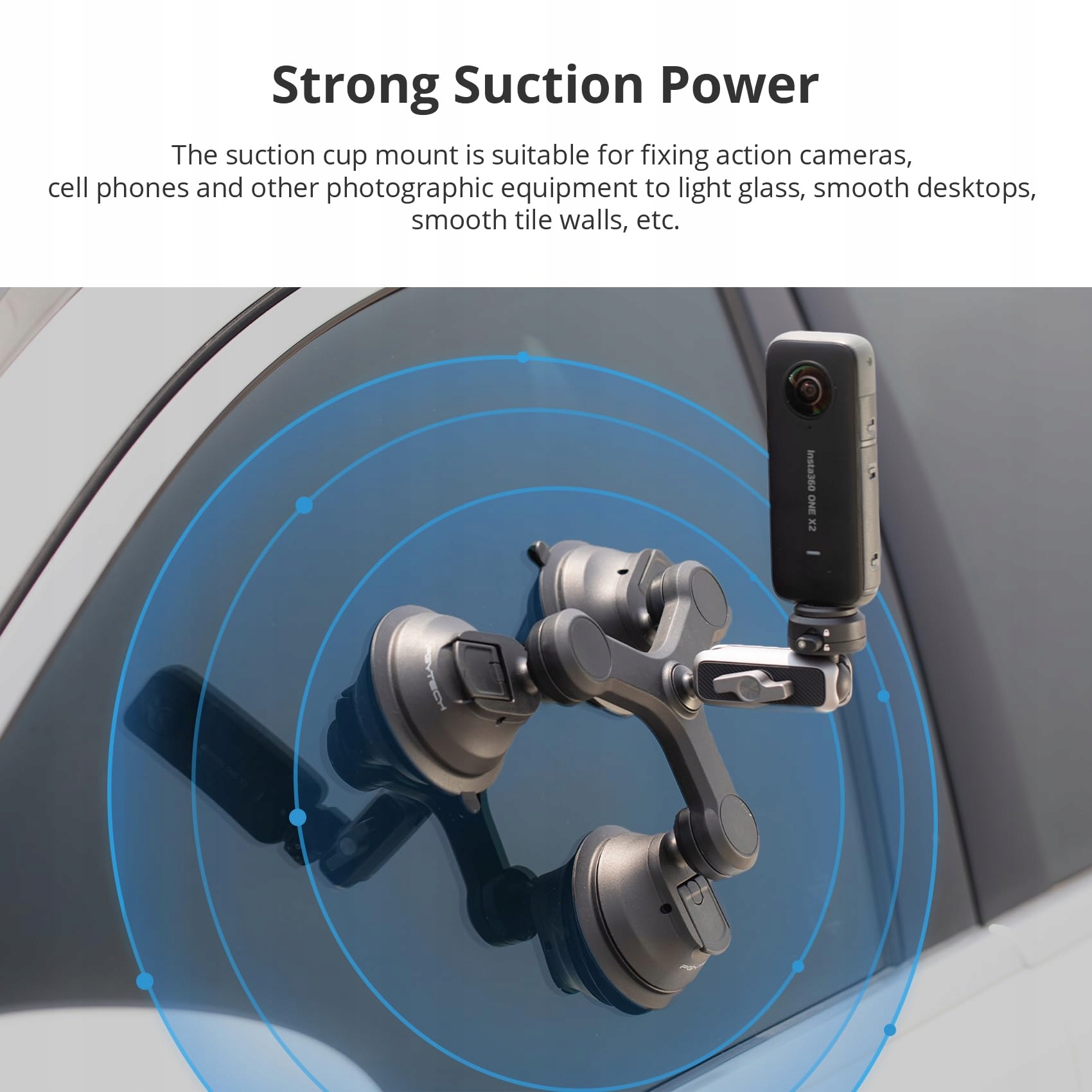 Potrójna Przyssawka Uchwyt Do GoPro DJI Insta360 Adapter 1 4 PGYTECH — miniatura 5