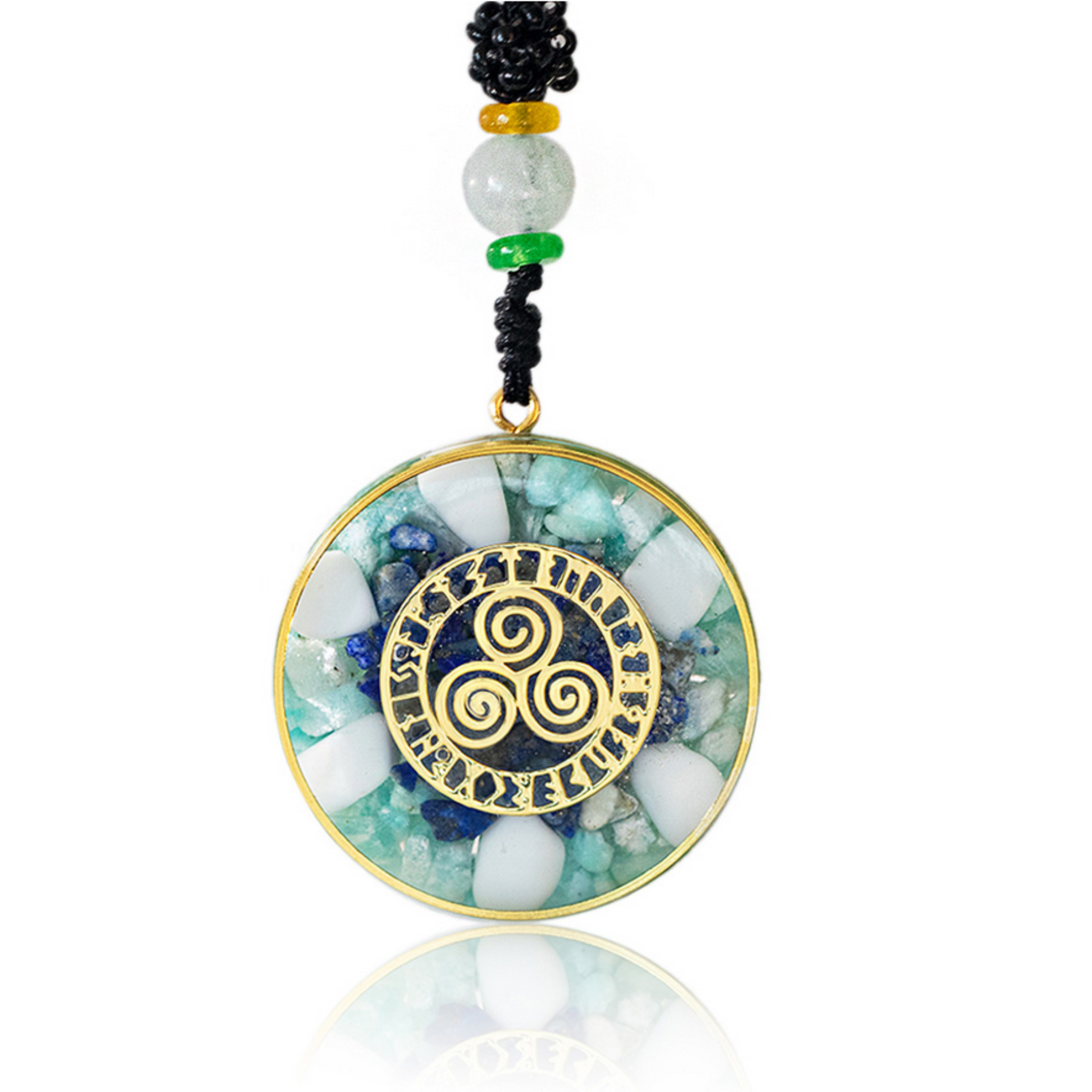 Naszyjnik Wisior Orgonit Amazonit Lazuryt Runy Nordyckie Triskelion Czakry