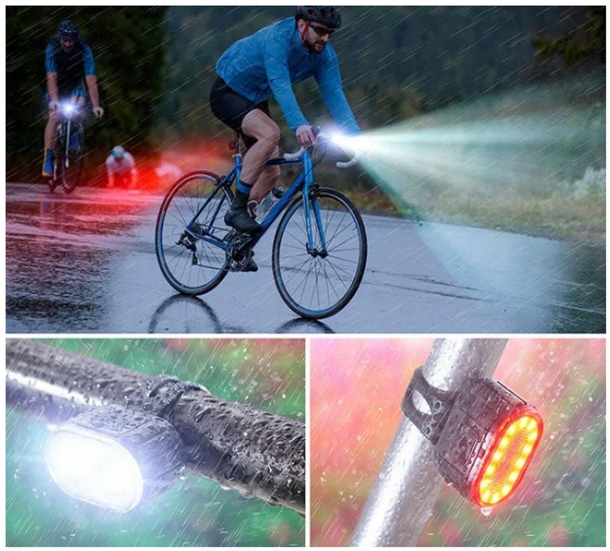 LAMPKA ROWEROWA PRZÓD I TYŁ NA KIEROWNICĘ MOCNA LED USB ŚWIATŁO AKUMULATOR Strumień świetlny 0 lm