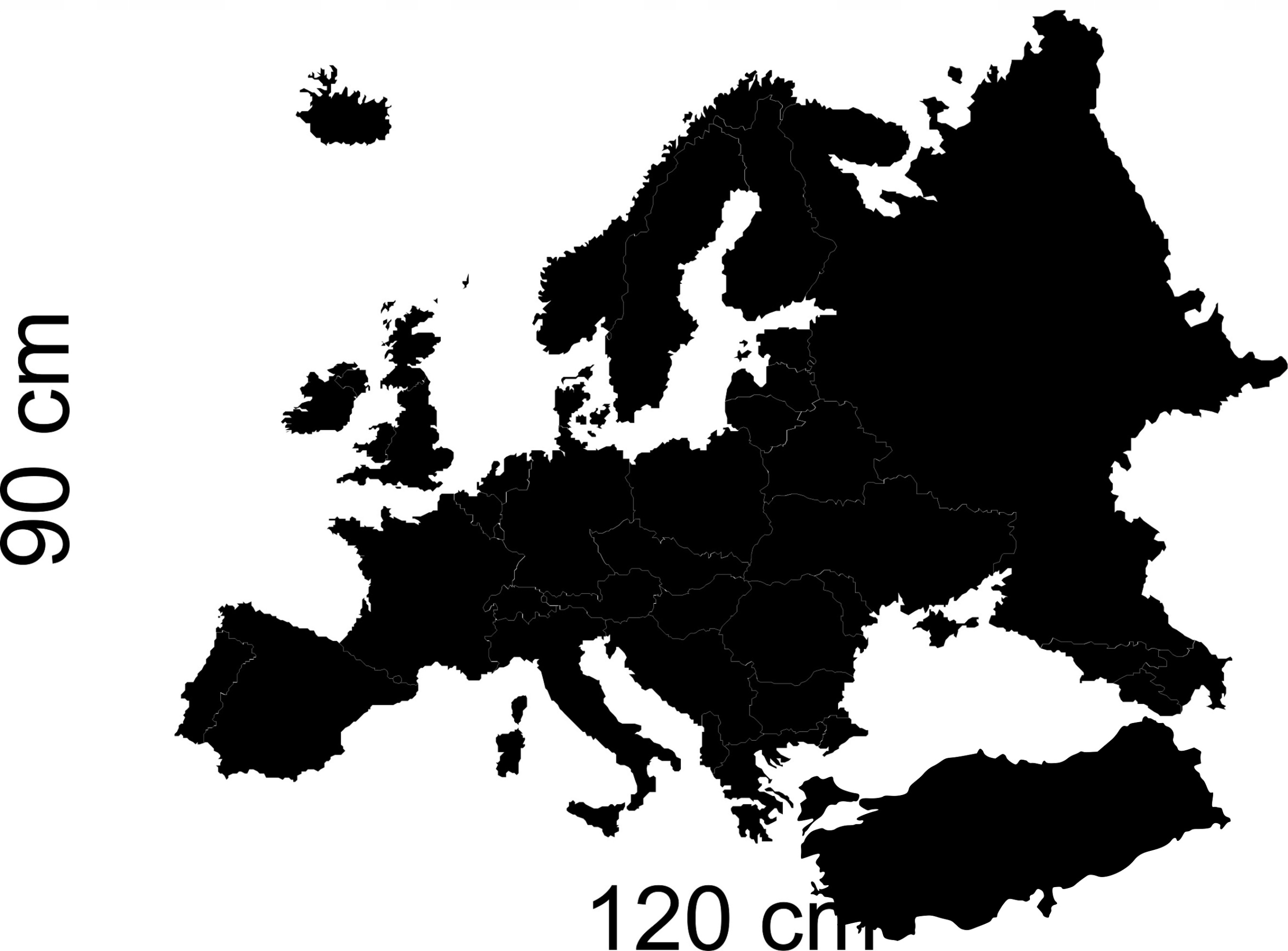 Kovová Europa rozdělení magnetů na vaši mapu Europa 120 cm Turecko 43 cm