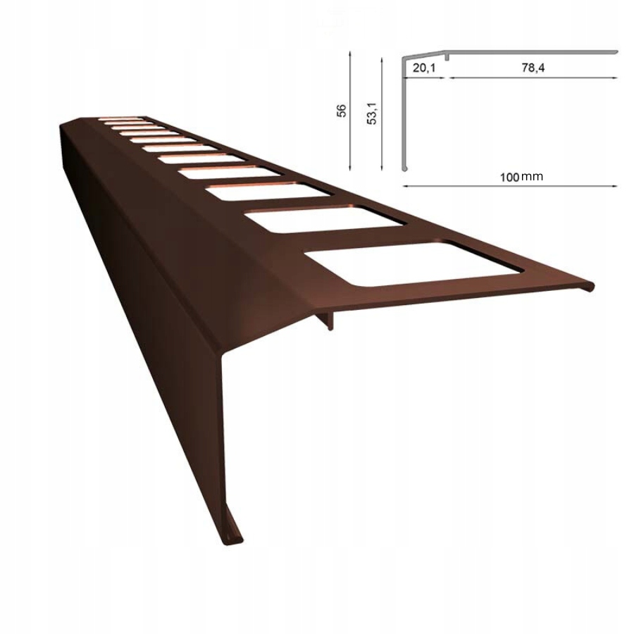 Balkonový terasový Okapový Profil K301 Renoplast Bronz Ral 8019