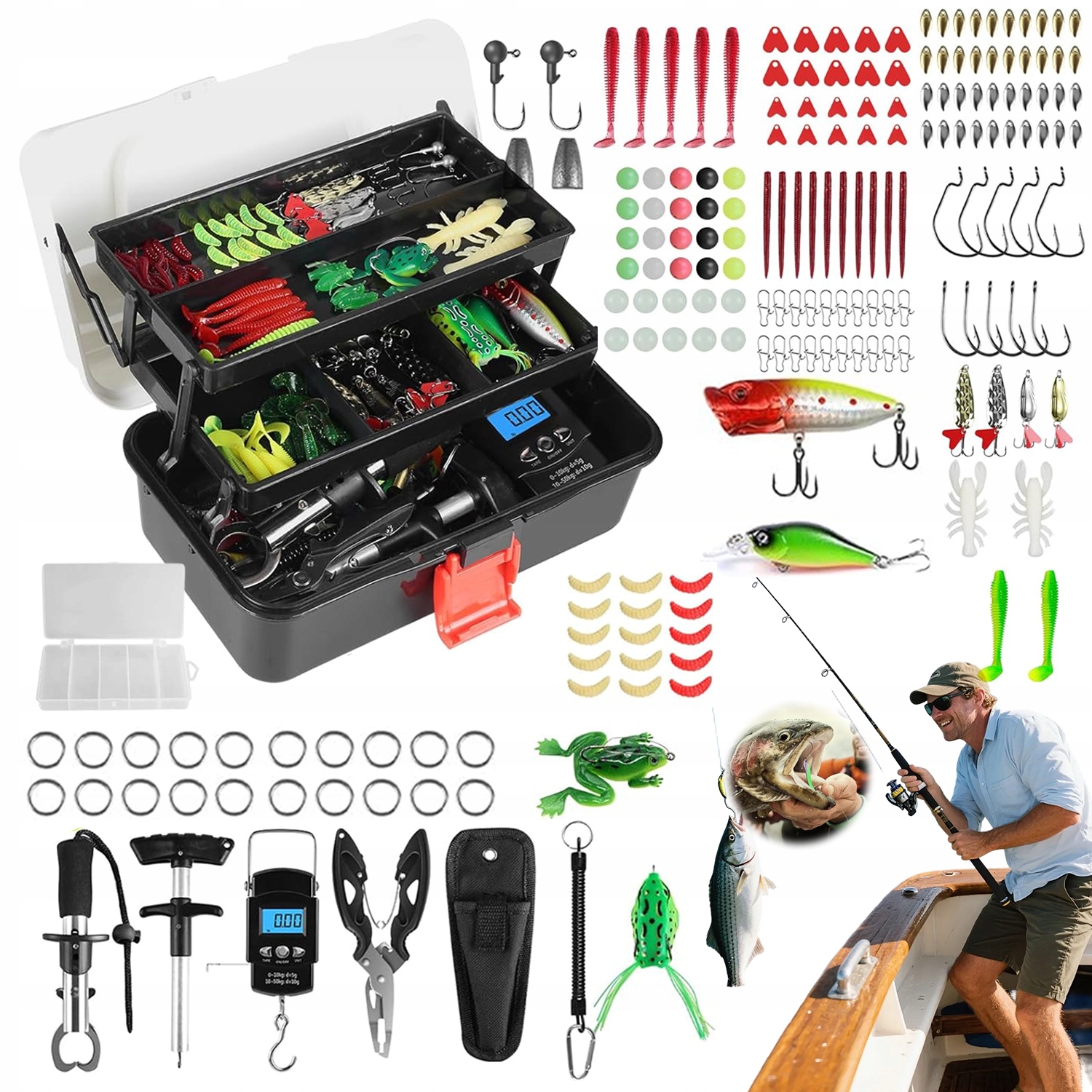 Rybářský Set 213 Dílů Třívrstvý Organizér Návnady Akcesoria