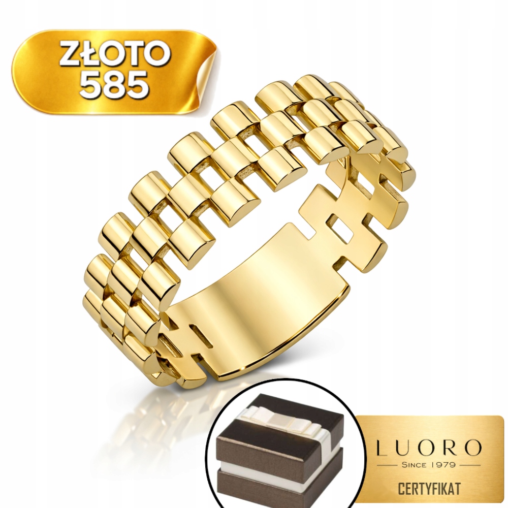 Prstýnek 585 14K Hladký Segmenty Ažurový Vzor R12