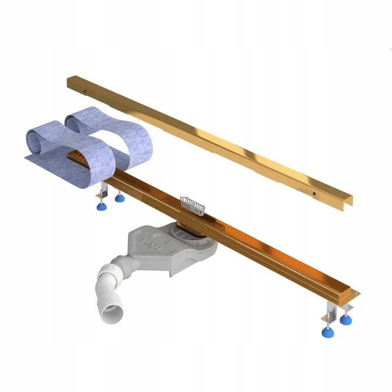 

Odpływ liniowy Slim Złoty syfon Viega 90 Gold