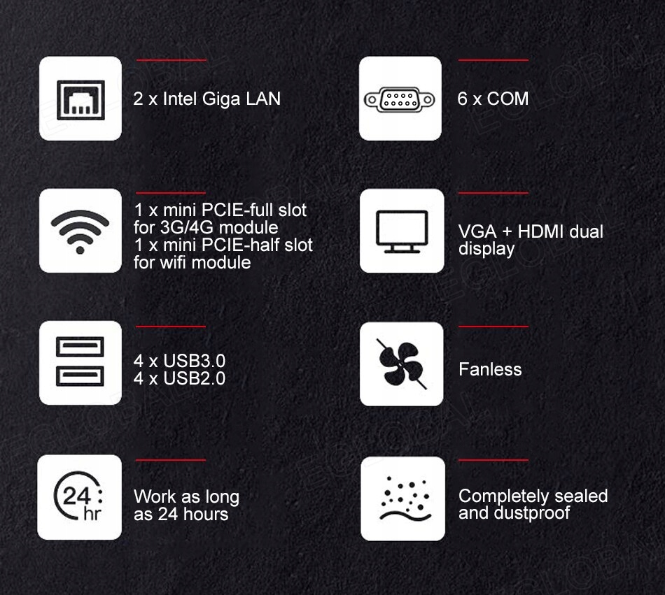 Przemysłowy mini PC/HTPC i7-8550U 8/512 Intel WIN Liczba rdzeni procesora 4