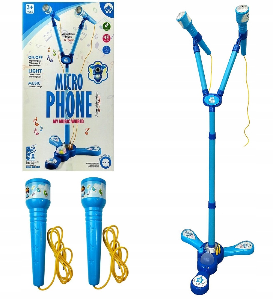 

Zestaw Karaoke Niebieski Statyw Telefon Mikrofony