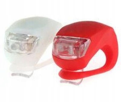 Lampki rowerowe przód tył 2x2 Led silikon Frogs 3 funkcje Biała +Czerwona