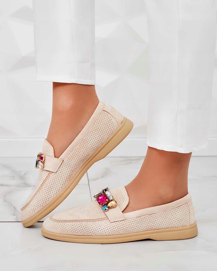 BEŻOWE MOKASYNY DAMSKIE METTELE 38 Wzór dominujący bez wzoru