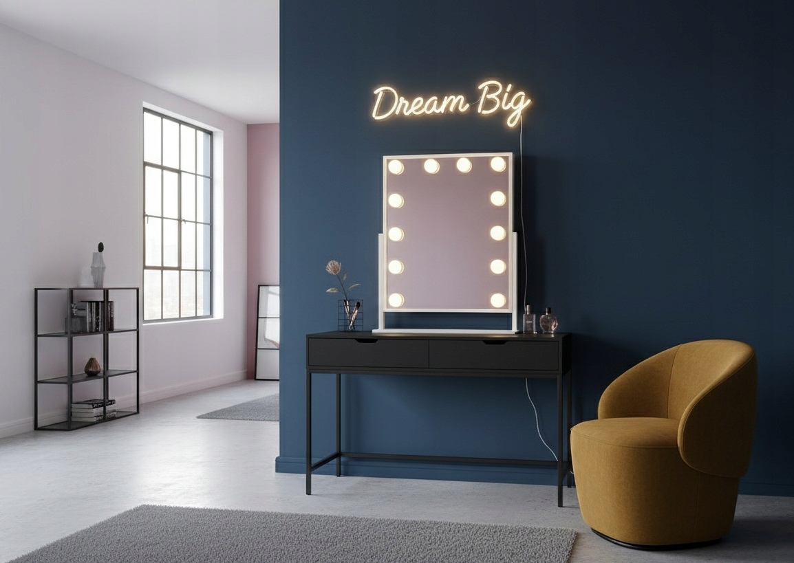 zrcadlo/zrcátko Led kadeřník kosmetika make-up moderní stojící glamour