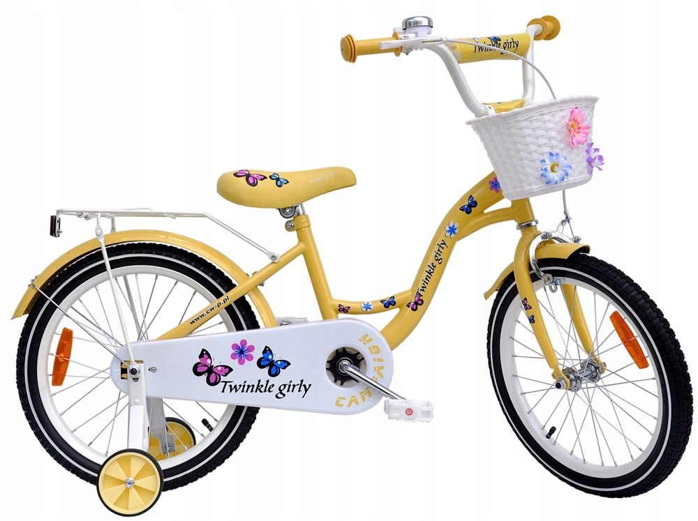 Rower dziecięcy na kołach 18 cali Twinkle Girly Butterflies Creme