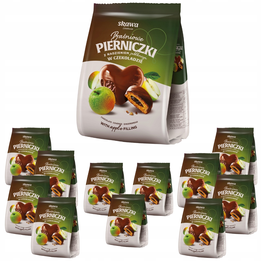 PIERNICZKI W CZEKOLADZIE Baśniowe Skawa Nadzienie Jabłkowe 150g x 12