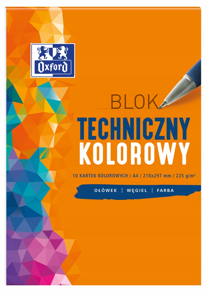 

Blok techniczny A4 Kolorowe grube kartki Oxford