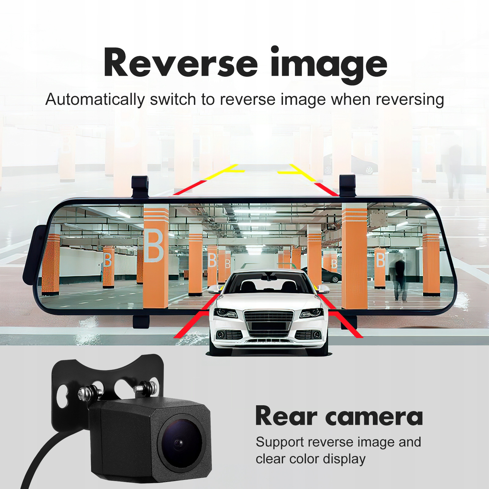 REJESTRATOR WIDEO W LUSTERKU SAMOCHODU KAMERA COFANIA REJESTRATOR JAZDY Komunikacja GPS Wi-Fi