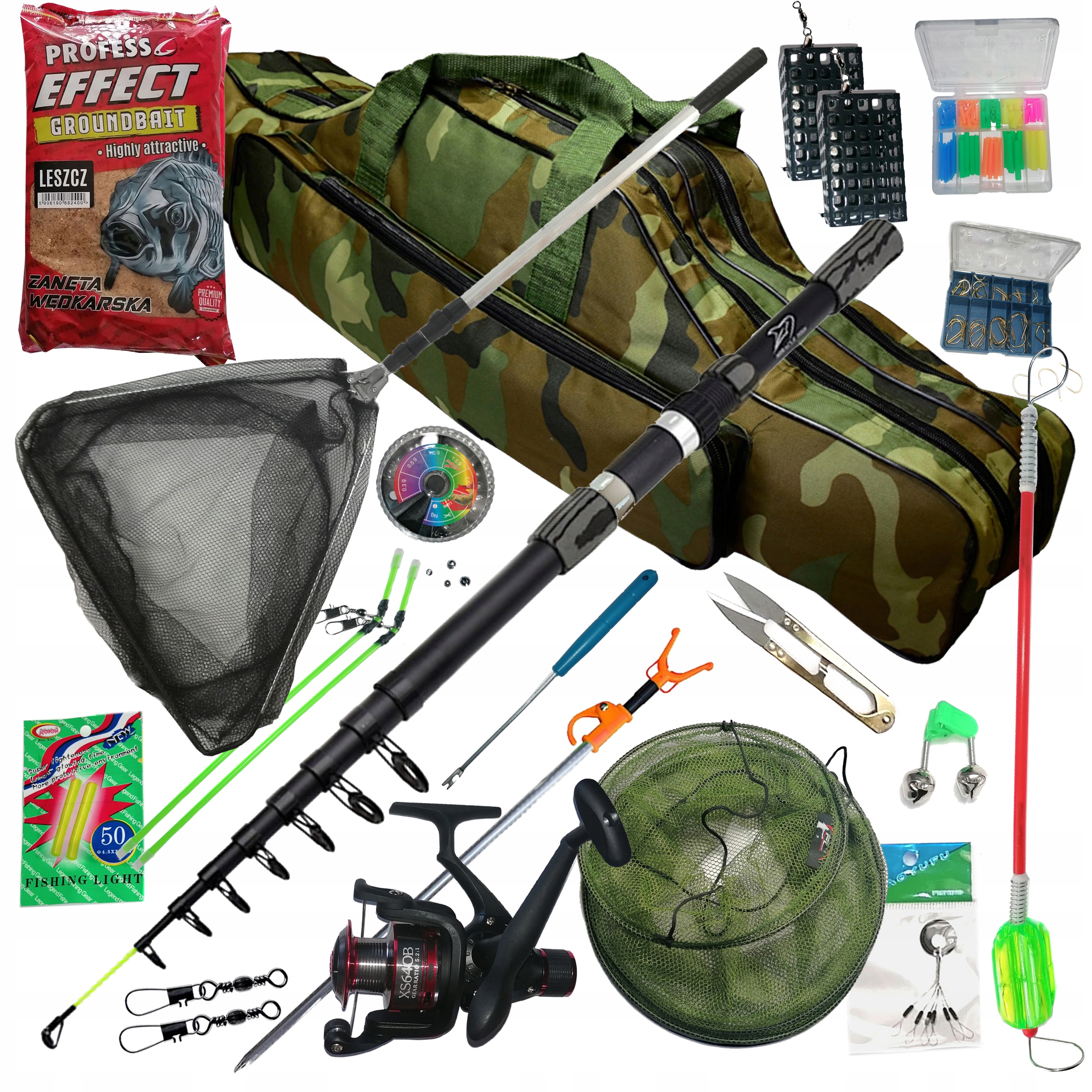 Rybářský set rybářský prut 270 naviják Cejn Grunt Návnada Síťka Pouzdro