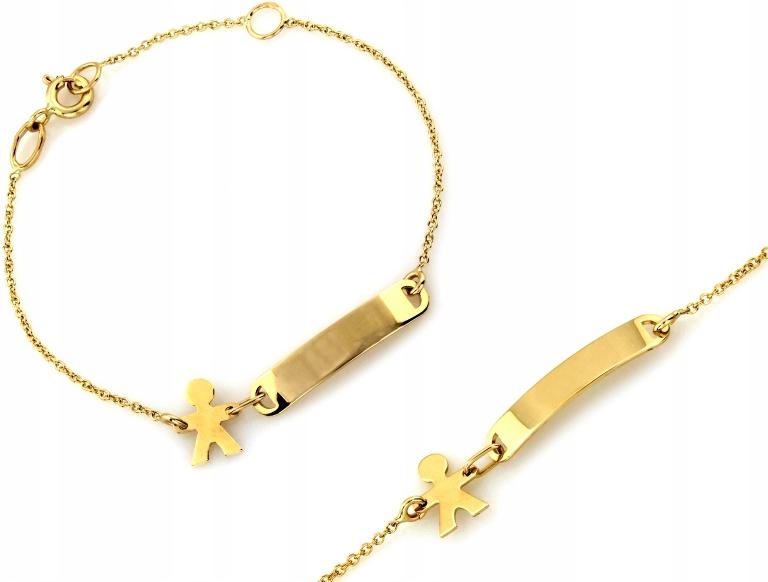 Zlatý náramek 585 pro chlapce s plechem, ideální dárek r14 cm 14kt