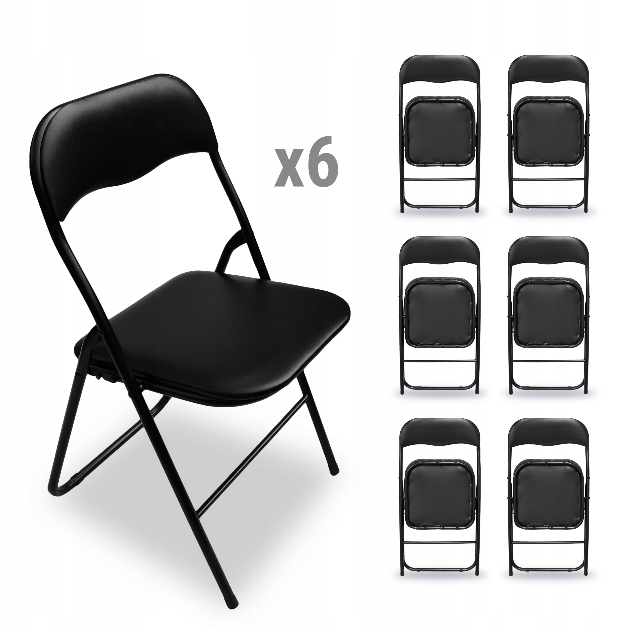 Sada 6 Skládacích Zahradních Kancelářských Židlí Pro Catering, Černá