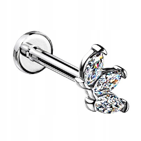 

Labret z trzema kryształkami 1,2/6 srebrny