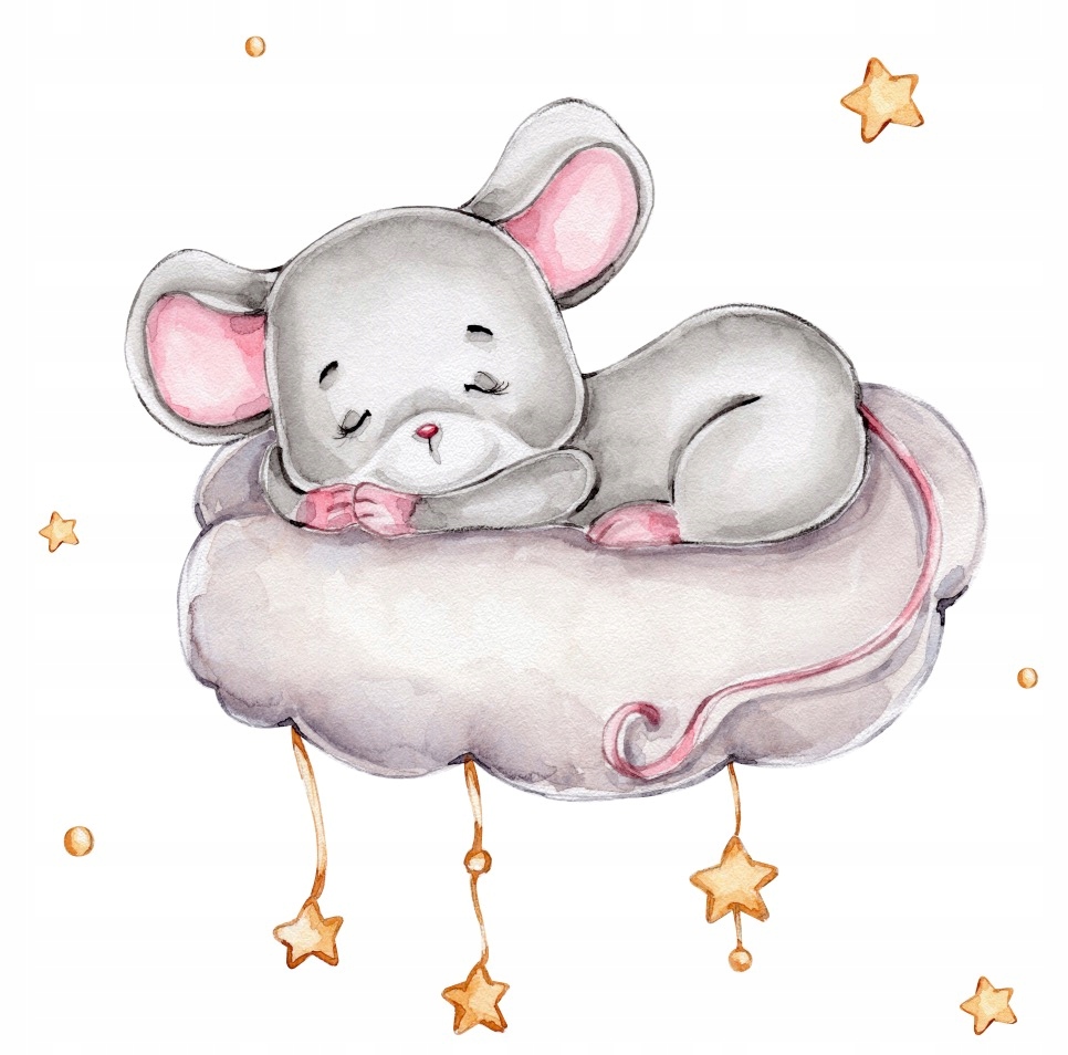 NAKLEJKA ŚCIENNA NA ŚCIANĘ MYSZKA NA CHMURCE eco