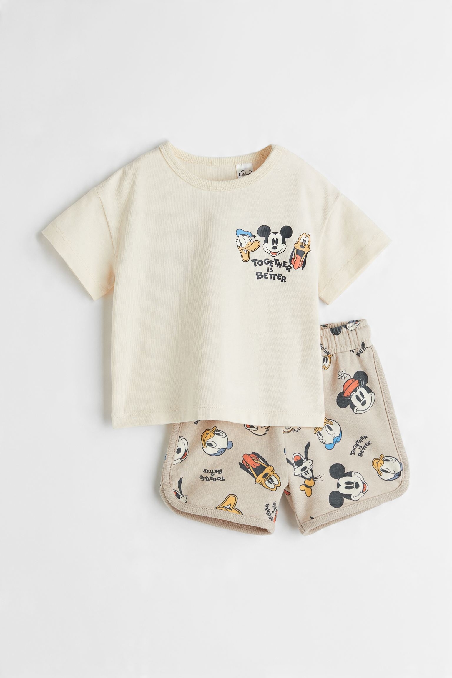 

H&m komplet 74 6-9 mies spodenki bluzka Mickey