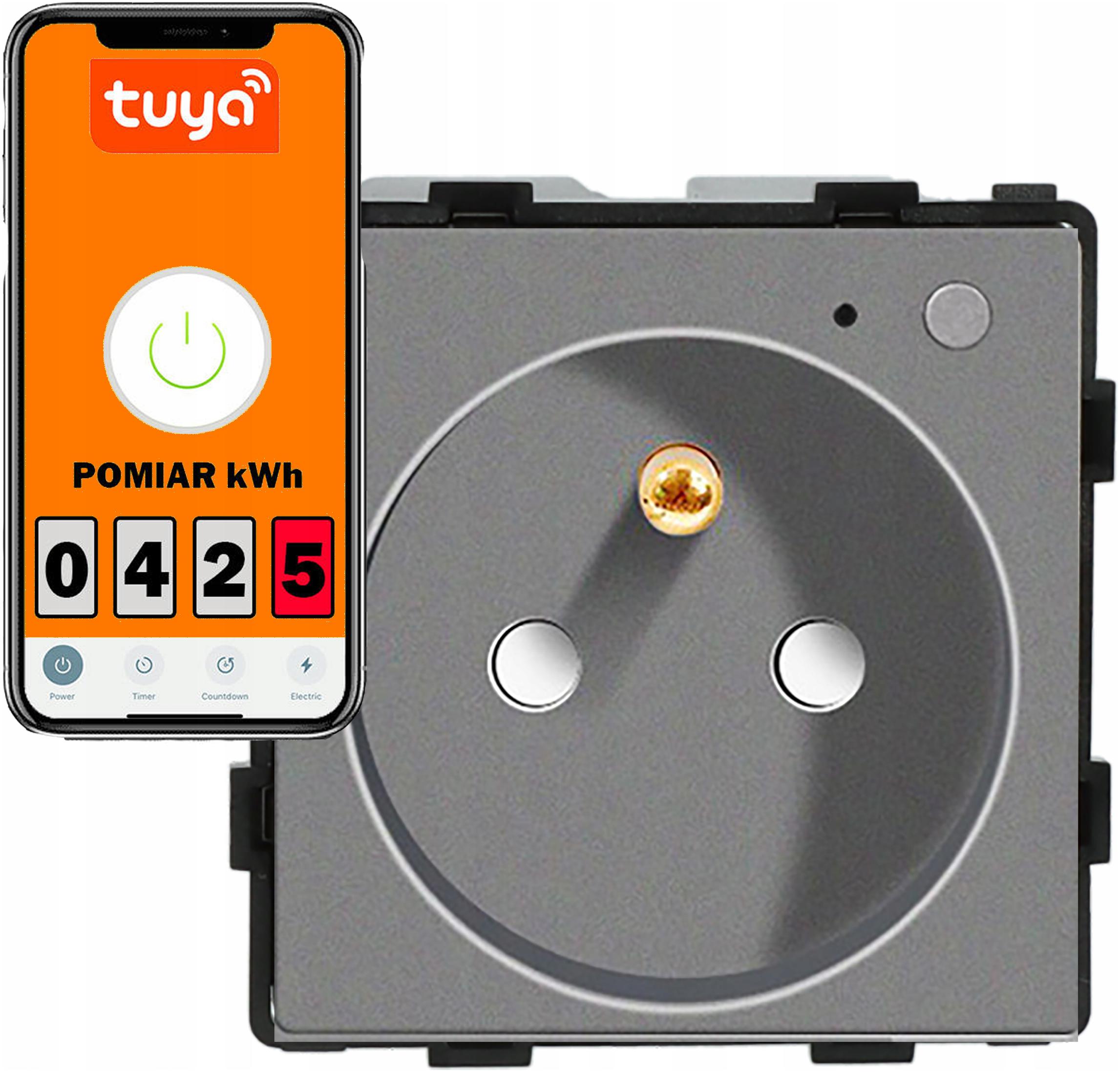 Modul Zásuvka Inteligentní Zásuvka S Kolíkem Šedá WiFi Měření Energie 1F