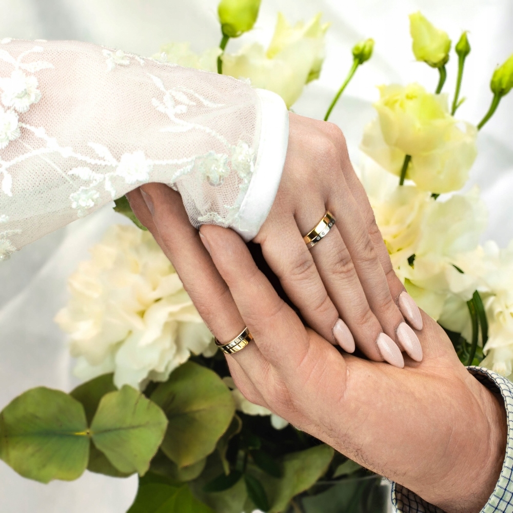 DWUKOLOROWE OBRĄCZKI ŚLUBNE Z CYRKONIAMI ZŁOTO 585 Stan opakowania oryginalne