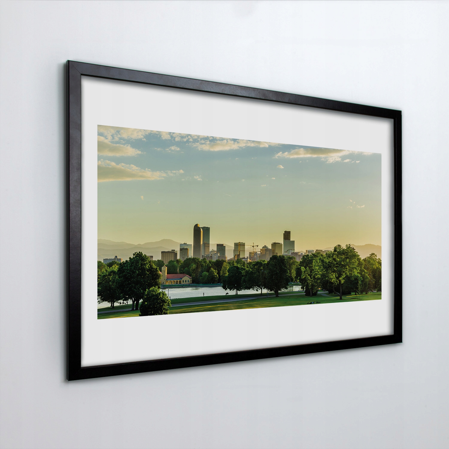 Nástěnný obraz v rámu Mrakodrapy stromy park 60x40