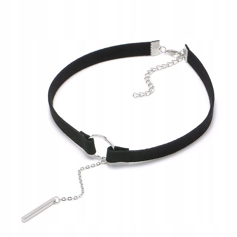 

Choker zamszowy czarny ze srebrnymi dodatkami
