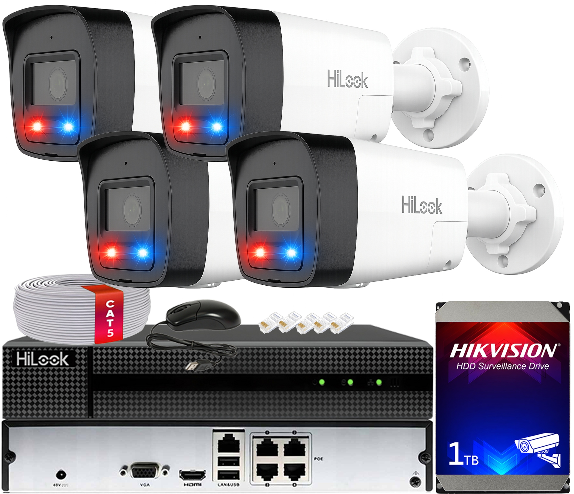 Sada monitorování Ip 4 kamery 4MPx IPC-B140HAP-LUF/SL Live Guard PoE Audio