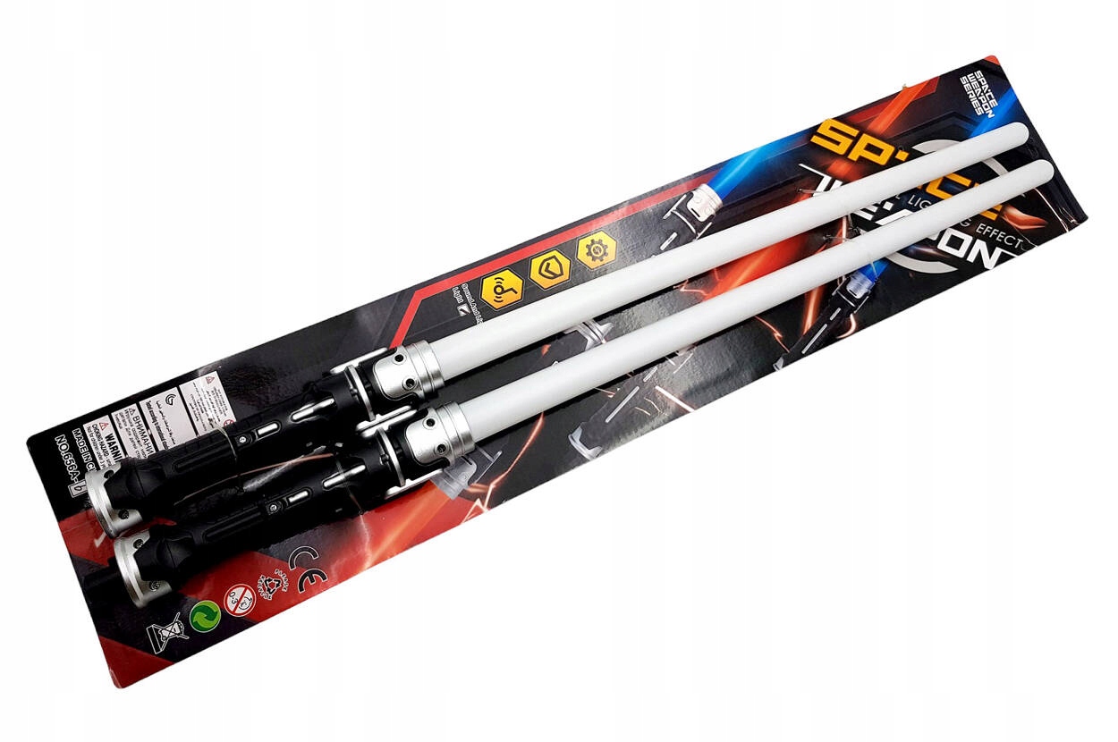 Zestaw 2x Miecz ŚWIETLNY Gwiezdne WOJNY ŚWIECĄCY LED DWUSTRONNY 132cm Materiał plastik