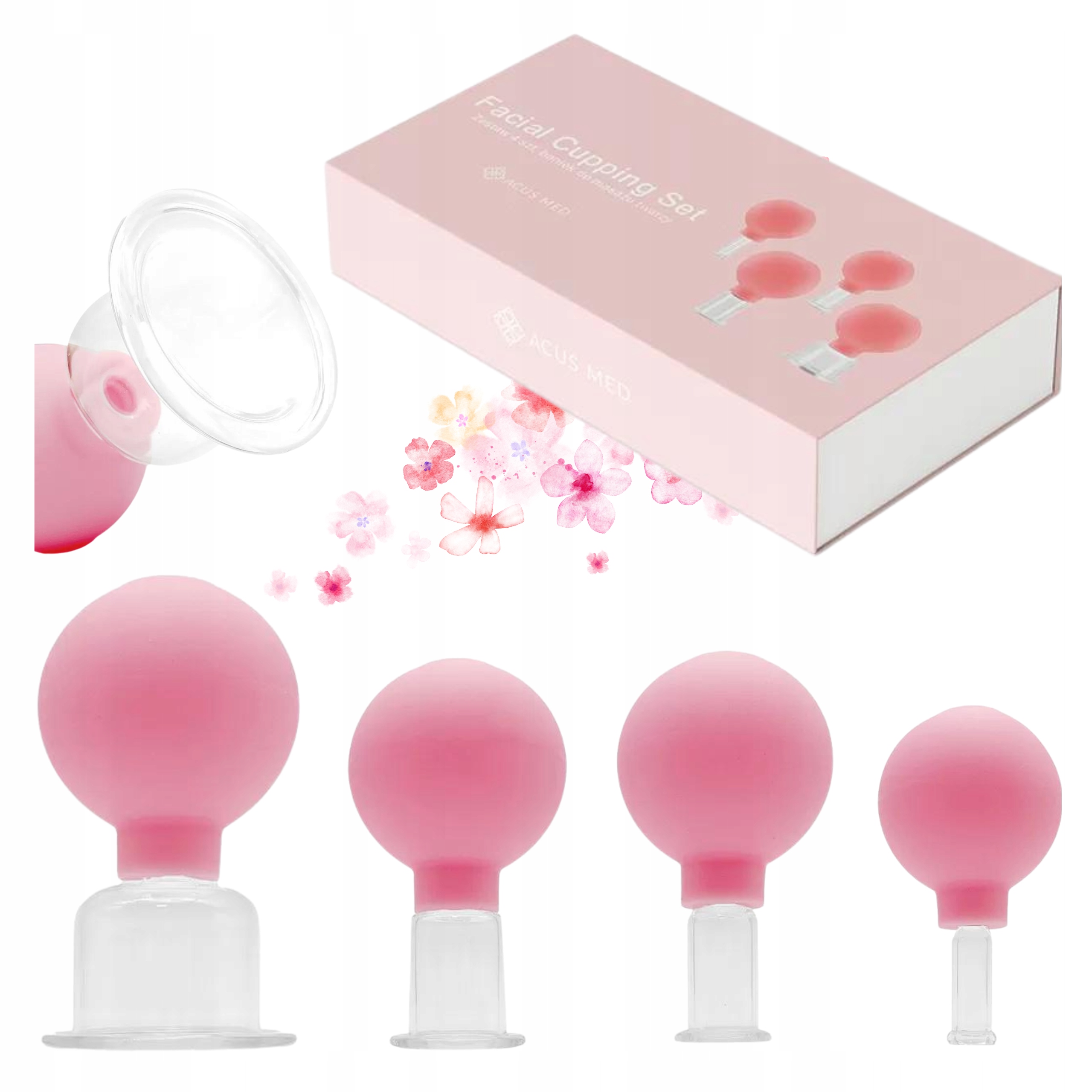 Bańki Chińskie Próżniowe Szklane Do Twarzy I Ciała Masaż Zestaw 4 Sztuk Pl