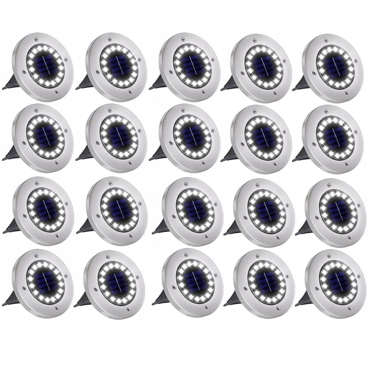 20 x Lampa Solarna ogrodowa Led najazdowa gruntowa wbijana ogrodowa Dysk