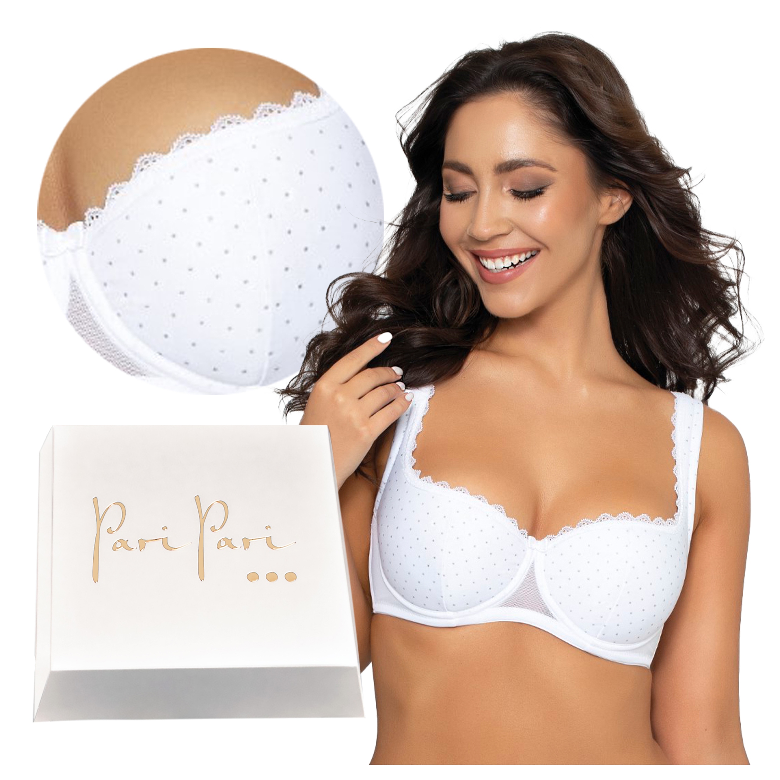 Podprsenka Balkonetka Vyztužená podprsenka Široká ramínka Bílá 80F