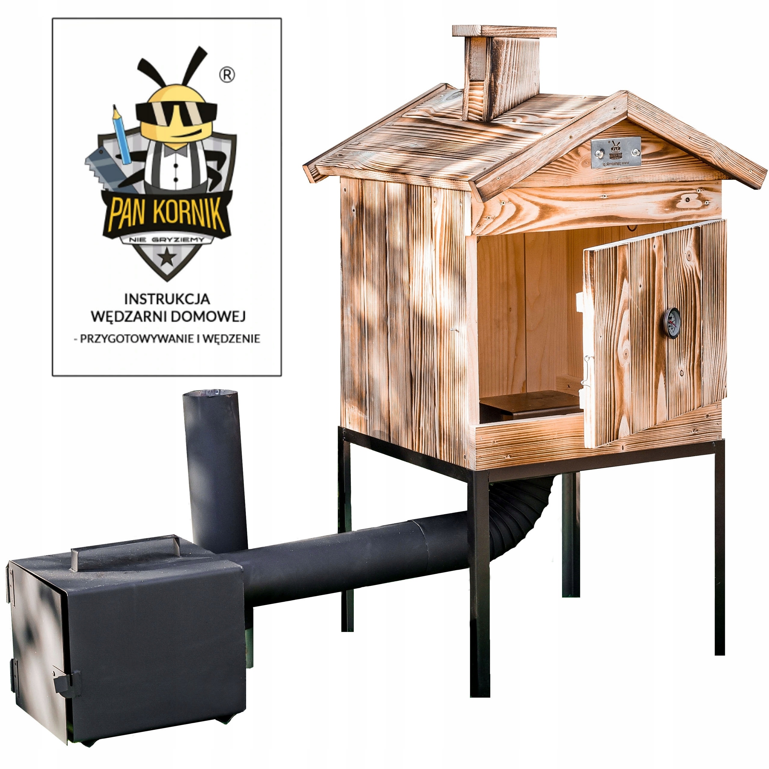 Wędzarnia Drewniana Wędzarnia Ogrodowa Domowa Palenisko 25x25x30 Zestaw