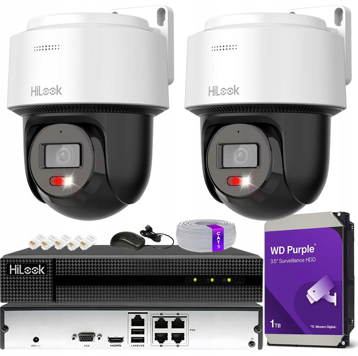 Sada pro monitorování 2x Kamera PTZ-N2C200M-DE 2MPx HiLook od Hikvision 1TB